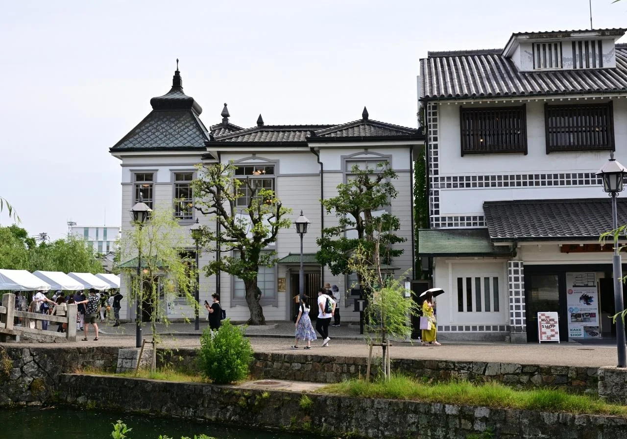 冈山仓敷美观地区乘船游览美丽街道 沿途风景