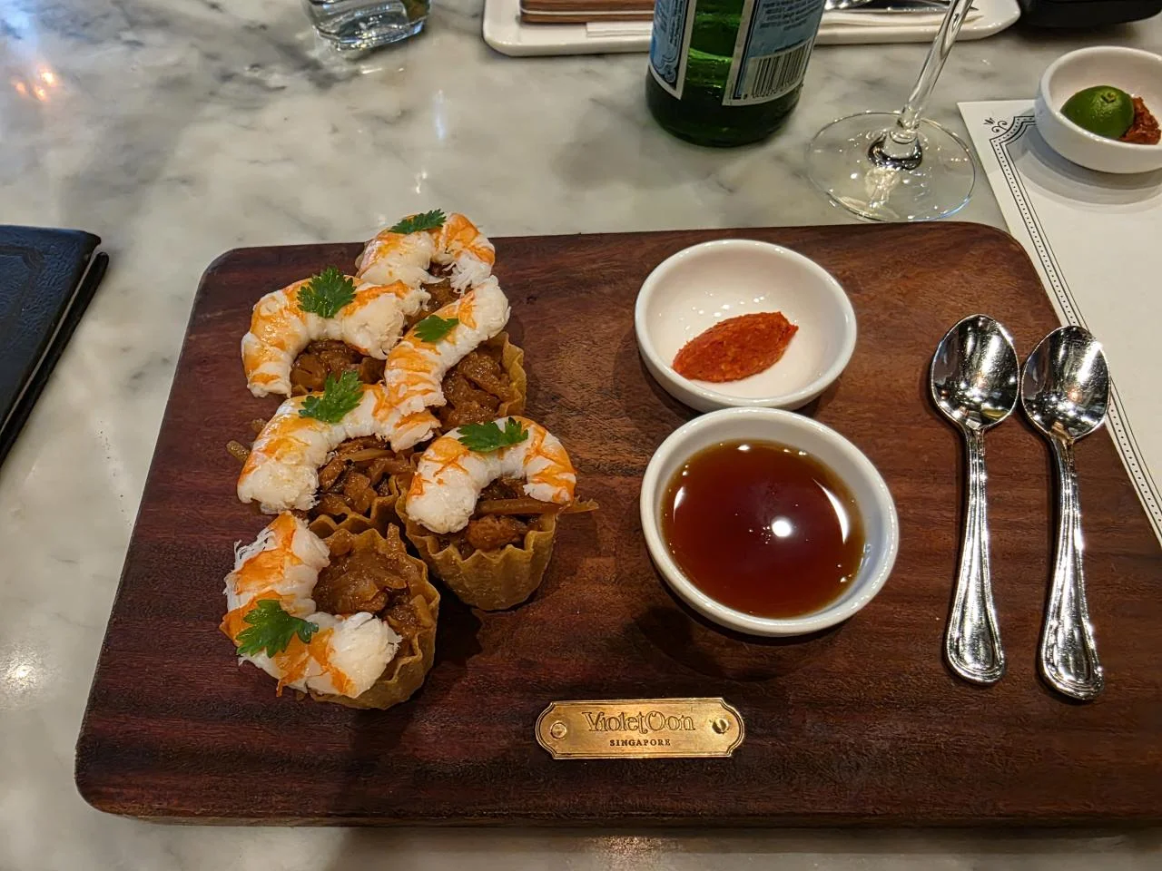 Close up of the bedroom setup